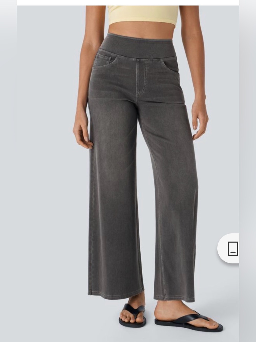 Halara Flex High Waisted Pockets Baggy Wide Leg Washed Casual Jeans